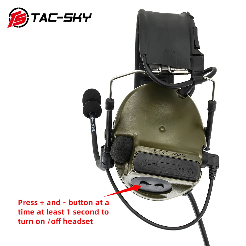 TAC-SKY COMTAC New Detachable Headband Silicone Earmuffs Military Noise Reduction Tactical Headphones COMTAC III