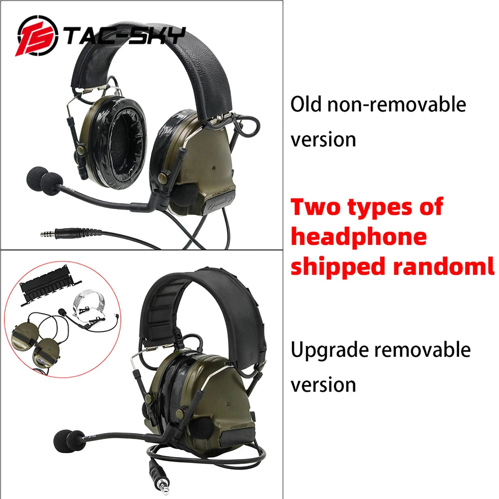 TAC-SKY COMTAC New Detachable Headband Silicone Earmuffs Military Noise Reduction Tactical Headphones COMTAC III